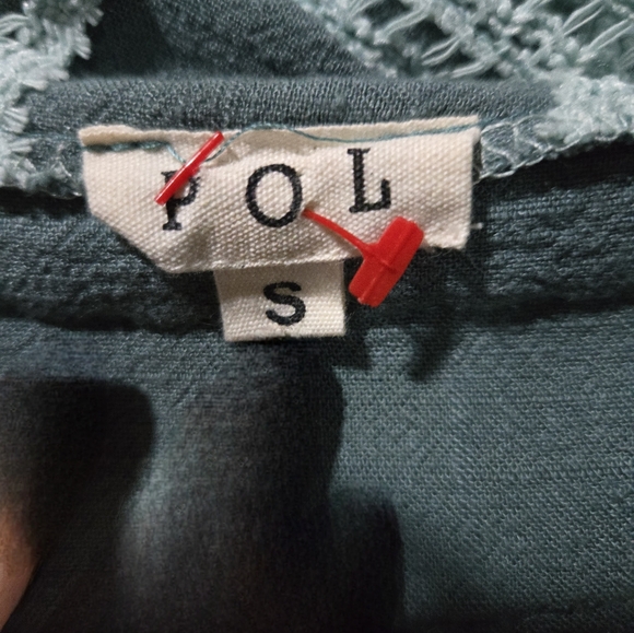 POL "Billings" Teal Crochet See Through Button Down Hoodie - Picture 3 of 3